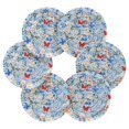 thumbnail image 5 of Navy Floral and Butterfly 4in Bar Coasters Set of 6 with Storage Rack Durable Heat Resistant, 5 of 7