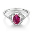 thumbnail image 2 of Gem Stone King 1.19 Ct Oval Red Created Ruby 925 Sterling Silver Ring (Size 6), 2 of 4