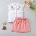 thumbnail image 2 of Gerichy Girls Summer Outfits, Toddler Girls Short Sleeve Baseball Printed T Shirt Pullover Tops Bell Bottoms Pants Kids Outfits, 2 of 6