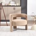 thumbnail image 3 of CQSXDA Mid-Century Modern Velvet Accent Chair Single Sofa with Wooden Legs for Living Room or Bedroom, khaki, 3 of 10