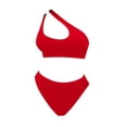 thumbnail image 3 of JIAYUE Women Swimsuit Sets One-Shoulder Asymmetrical Neck Bikini Two Piece Solid Color Splicing Hollow Out Pool Female Swimwear, 3 of 3