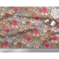 thumbnail image 3 of Soimoi Poly Georgette Fabric Artistic Flower & Square Geometric Printed Fabric 1 Yard 42 Inch Wide, 3 of 3