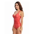 V Neck One Piece Swimsuits with Ruching Bathing Suits Tummy Control
