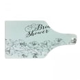thumbnail image 1 of Bridal Shower Cutting Board, Romantic Bride Party with Flowers Buds and Leaves Floral Arrangement, Tempered Glass Cutting and Serving Board, Wine Bottle Shape, Black and White, by Ambesonne, 1 of 1