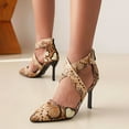 thumbnail image 1 of LSLJS Chaussures pour Femmes Été Mode Brides Talons Hauts Décontractées Fermeture Éclair Sandales à Bout Pointu Stilettos Serpent, 1 of 4