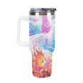 40oz Tumbler With Handle And Straw, Insulated Stainless Steel Double