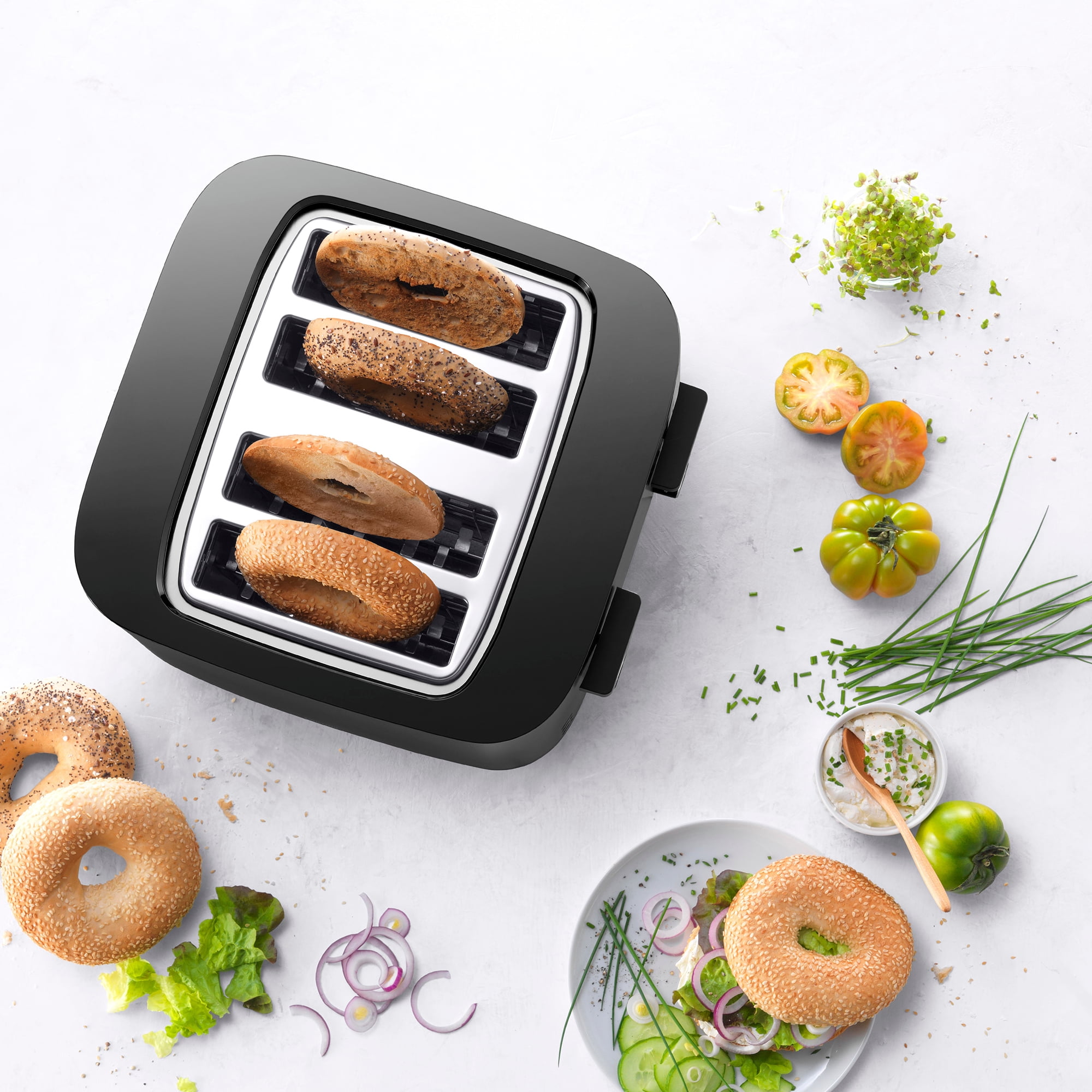 ZWILLING Enfinigy, 4-Slice Toaster with 4 Slots, Extra Wide 1.5" Slots for Bagels and Toast, Black