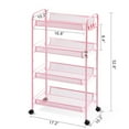thumbnail image 2 of Kingrack Rolling Cart, 4-Tier Metal Utility Cart with wheels for Office and Home, Pink, 2 of 7