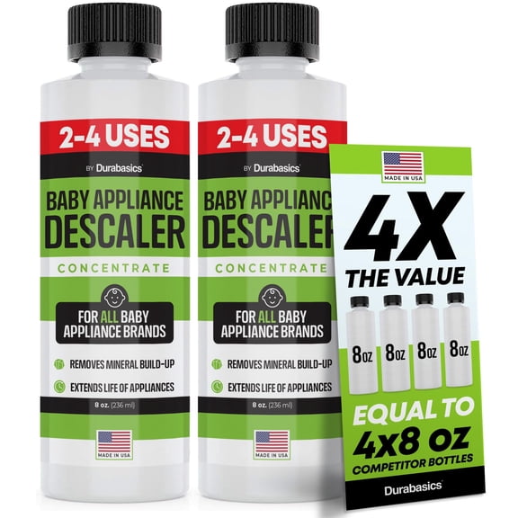 [2 Pack] Descaler for Baby Sterilizer - Baby Appliance Made in USA - Effective Yet Gentle - Odorless - Removes Mineral Build Up - Compatible with All Appliances - Citric Acid - 16 Oz Total C67