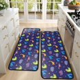 thumbnail image 4 of Kitchen Rugs Sets Of 2,DarkBlue Dinosaurs with Shapes Pattern Anti Fatigue Kitchen Mat Rugs Non Slip Washable,Decorative Kitchen Floor Mats for Kitchen,Sink,Laundry,17"x47"+17"x47", 4 of 5