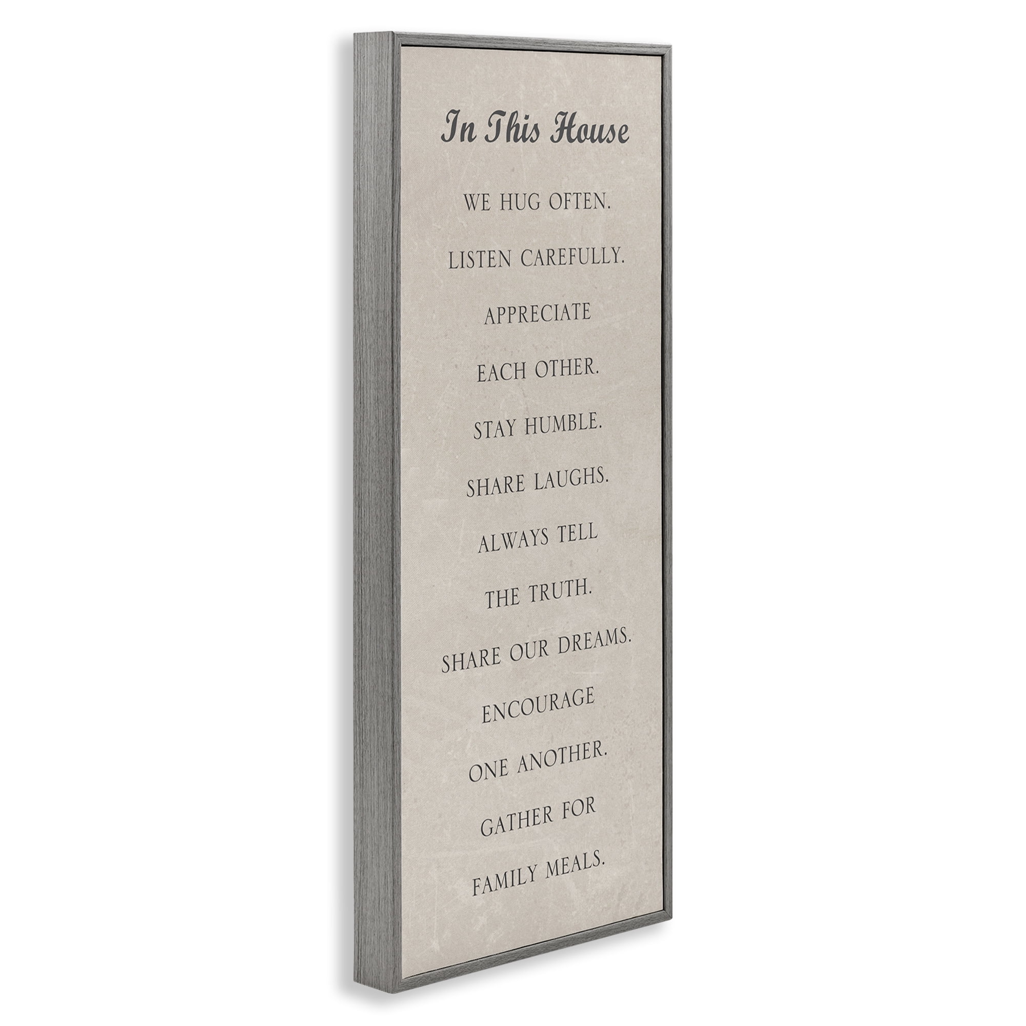 Stupell Industries Family Love Phrases Typography Painting Gray Framed Art Print Wall Art, 10 x 24