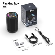 Jierben Waterproof Speaker, 12W Portable Bluetooth Speaker, LED Lights, Portable Outdoor Wireless Speaker for Shower, Beach, Travel, Gift Ideas, Gray