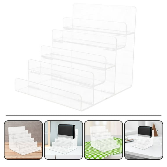 GOOHOCHY 1Set Ladder Shape Rack Acrylic Material Product Display and Storage for Store Use 11.8x7.5in