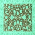 thumbnail image 1 of Ahgly Company Indoor Square Oriental Turquoise Blue Traditional Area Rugs, 8' Square, 1 of 4