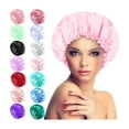 thumbnail image 1 of Satin Bonnet Sleeping Cap Double Layer Elasticated Trim Soft Night Hat for Woman, 1 of 3