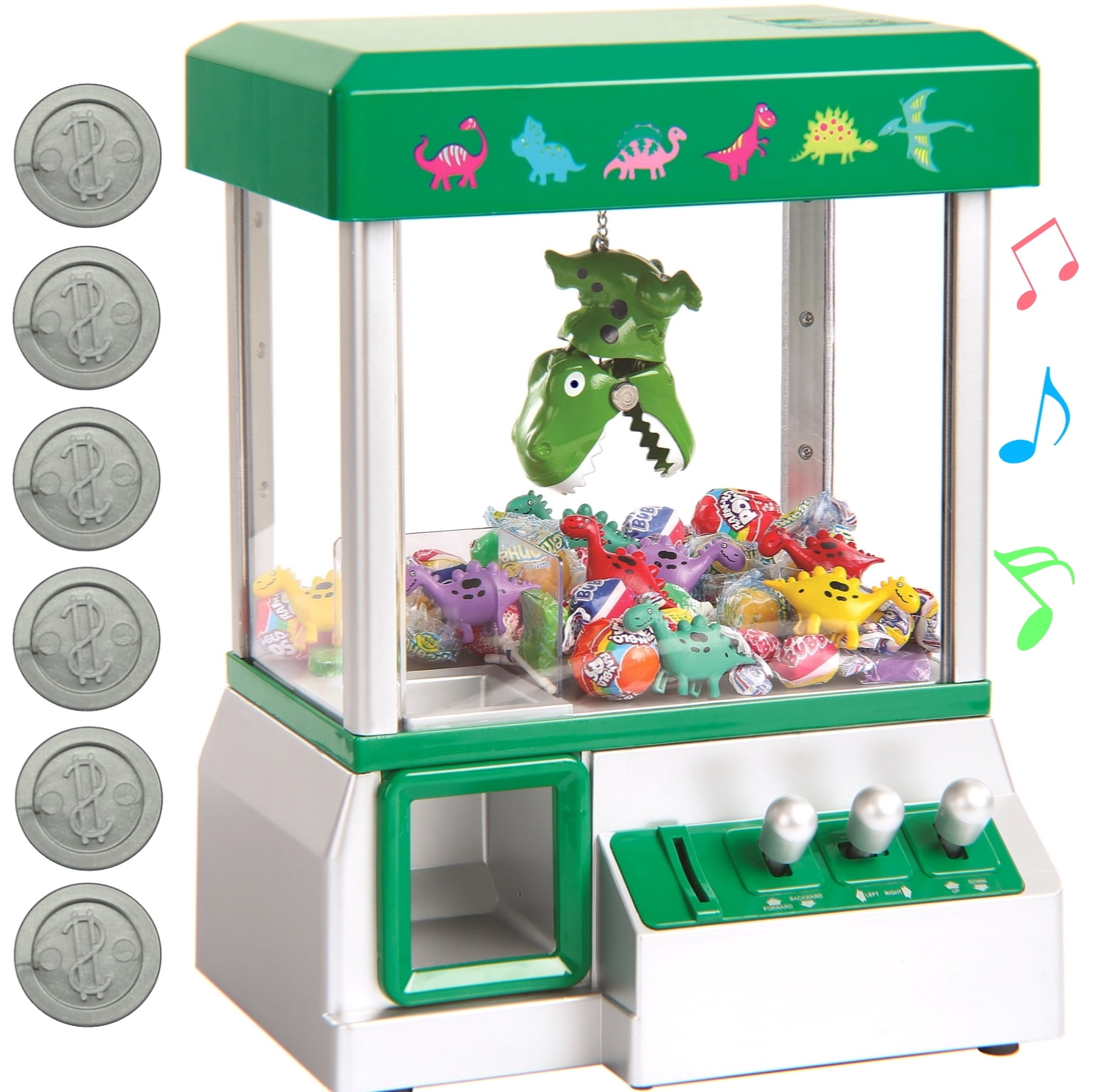 Bundaloo Slam Dunk Claw Machine 30 Reusable Tokens Party Game for Children Miniature Candy Grabber for Kids with 3 Small Basketballs Electronic Prize Dispenser Toy with Arcade Music 