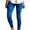 Blue, variant on Womens Pull On Stacked Leggings Slim Fit Mid Rise Stretch Pencil Pants Casual Moto Biker Skinny Look Ankle Pants with Side Zip