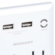 Merkury Innovations 2.4 Amp Wall Charger, 2 Outlets with 2 USB Charging Ports and Phone Stand, White