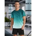 thumbnail image 3 of APTRO Men's and Big Men's Workout Shirt Athletic Core Shirt Quick Dry Moisture Wicking Short Sleeve Performance T-Shirt Stripe Gradient Green,Sizes S-3XL, 3 of 7