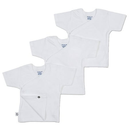 3pk White Side Snap Shirt 0/3m