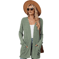 thumbnail image 2 of Women's Long Sleeve Cardigan with Pockets, Solid Color Knit Sweater, 2 of 10