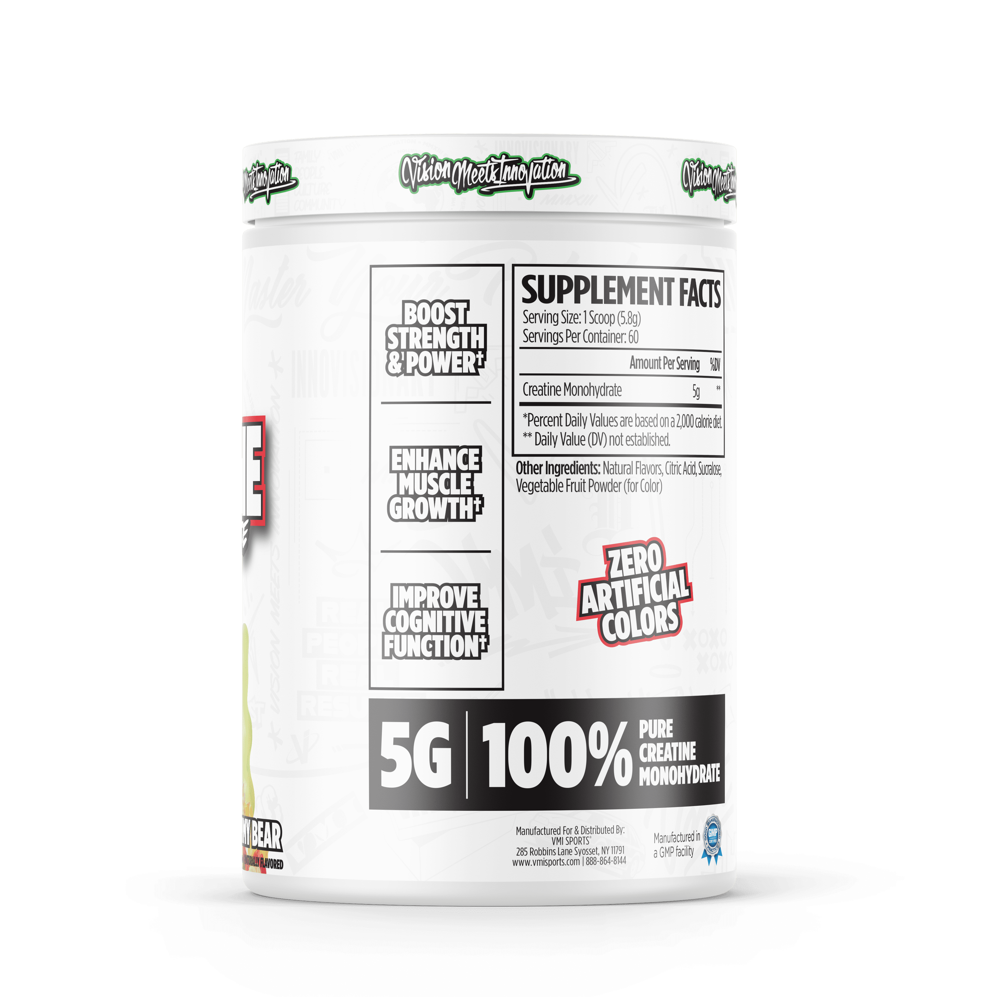 VMI Sports Creatine Monohydrate Powder Muscle Mass – Strength – Size – Power | 5 Grams per Serving (60 Servings, Gummy Bear)