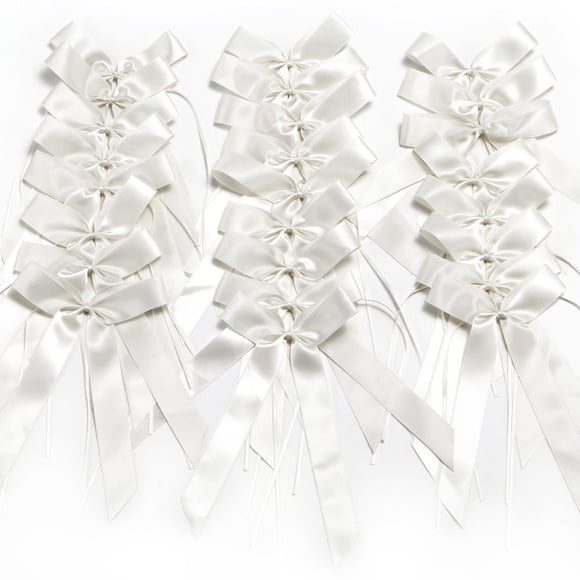 KAKOWELY 25 lazos delicados para bodas, lazos de cinta para decorar sillas (blancos)