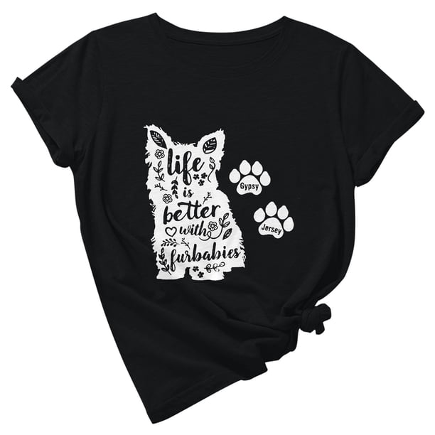 Camiseta de manga corta con estampado de animales y cuello redondo suelto a la moda de verano para mujer Pompotops hfajkhk135087