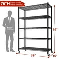 thumbnail image 2 of REIBII Storage Shelves Wire Shelving Unit with Wheels 75.6" H Adjustable 5 Tier Metal Shelves Heavy Duty Pantry Shelves Load 1980LBS, 2 of 7