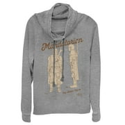 Junior's Star Wars: The Mandalorian Toy Action Figure Cowl Neck Sweatshirt Gray Heather 3X Large