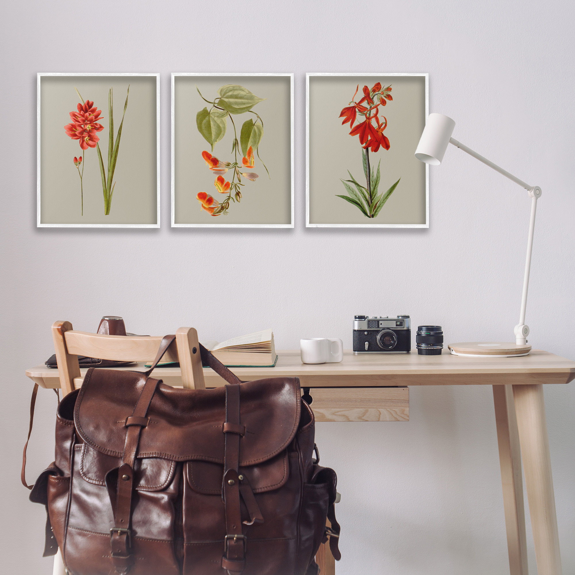 Stupell Industries Woodland Flower Study Botanical & Floral Painting White Framed Art Print Wall Art, 16 x 20, Set of 3