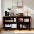 thumbnail image 2 of Hassch 59" Buffet Sideboard with 4 Doors, Kitchen Storage Cabinet, Coffee Bar Cabinet with Shelves for Dining Room, Living Room, Entryway, Walnut, 2 of 8