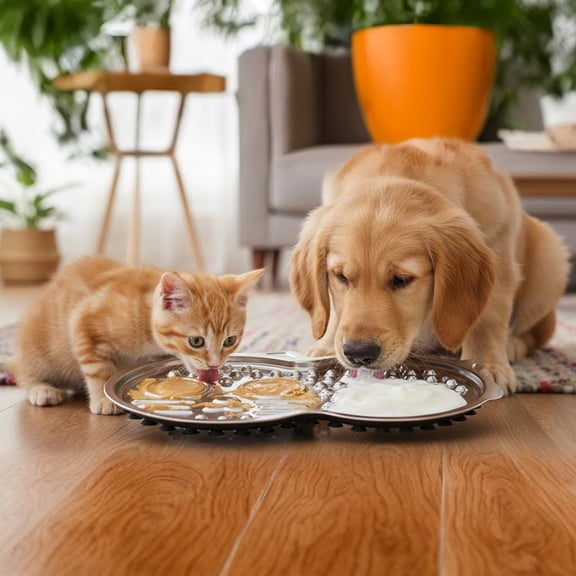 Stainless Steel Lick Mat for Dog and Cat Pet Shaped Slow Feeder Pad Chew Proof Non Slip Large Licking Mat for Slow Eating Stress Relief Whisker Friendly for Cat