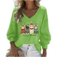 thumbnail image 2 of Craaazy Christmas Shirts for Women Fashion Clothing Christmas Printed 3/4 Sleeve V Neck Xmas Womens Tops Gifts, 2 of 3