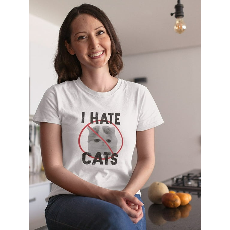 I Hate Cats Women White T Shirt Female Small Walmart