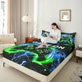 thumbnail image 4 of Castle Fairy Teens Boys Girls Blue Green Gamepads 3Pcs Twin Sheet Sets,Video Game Twin Fitted Sheet,Abstract Lightning Breathable Flat Sheet,Microfiber Bedroom Decor, 4 of 7