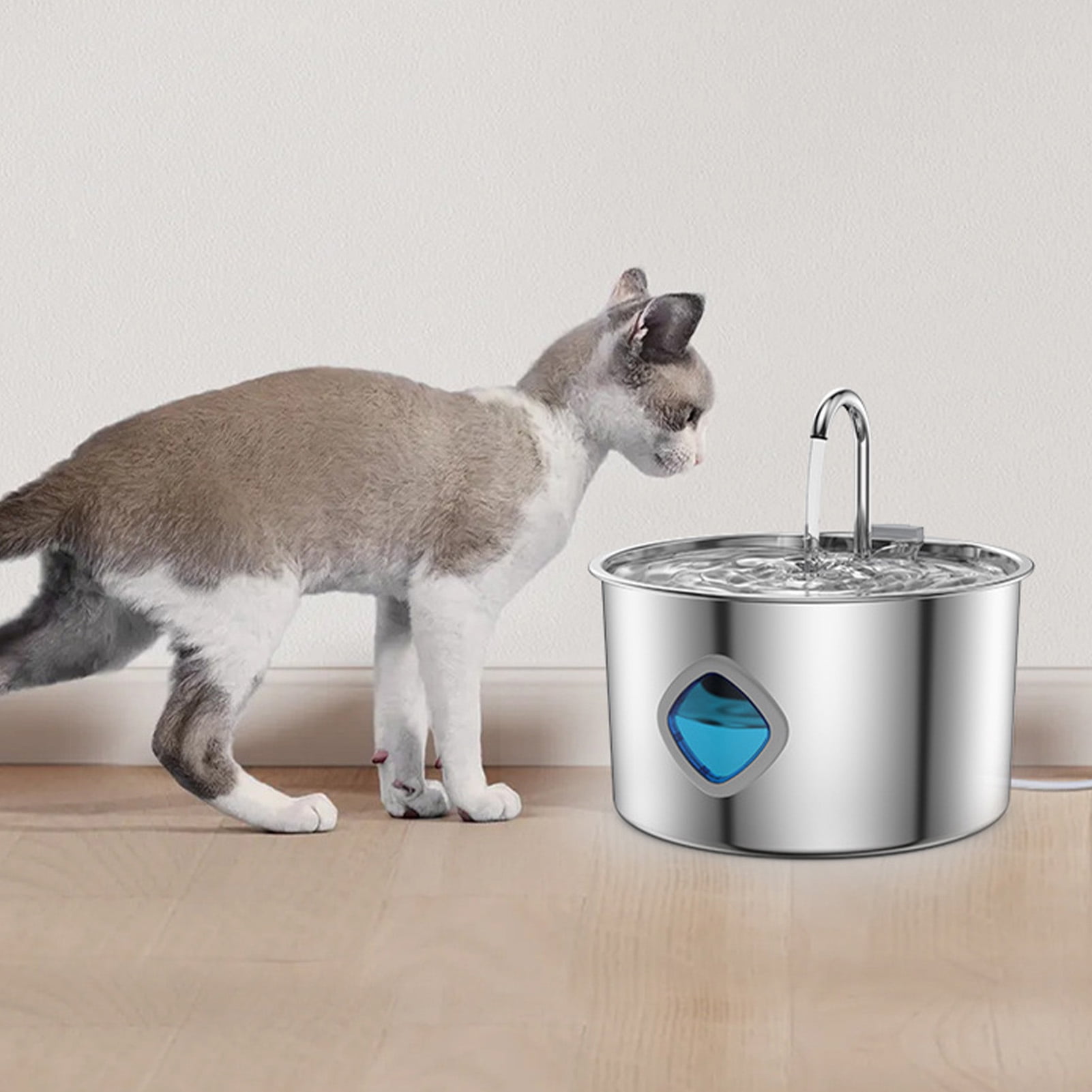 Pet Water Fountain for Dogs Inside,3.2L/108oz Cat Fountains for Drinking,Quiet Stainless Steel Dog Fountain Water Bowl,Visual Water Level,Triple Filtration for Large Medium Small Breed Dogs
