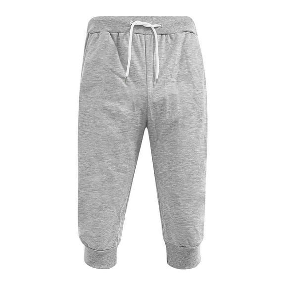 Patlollav Summer Mens Gym Workout Jogging Middle Pants Fit Elastic Casual Sportswear