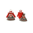 thumbnail image 2 of Baby Toddler Girl Christmas Outfit, 0 3 6 9 12 18 Months Ruffle Long Sleeve Ribbed Romper Candy Cane Patch Suspender Skirt Bow Headband, 2 of 9