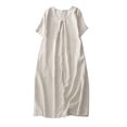 thumbnail image 2 of Robe d'Été pour Femmes 2024 Mode Grande Taille Solide Décontractée Col Rond Manches Courtes Vacances Poches Robe 50 % de Réduction Liquidation!, 2 of 3
