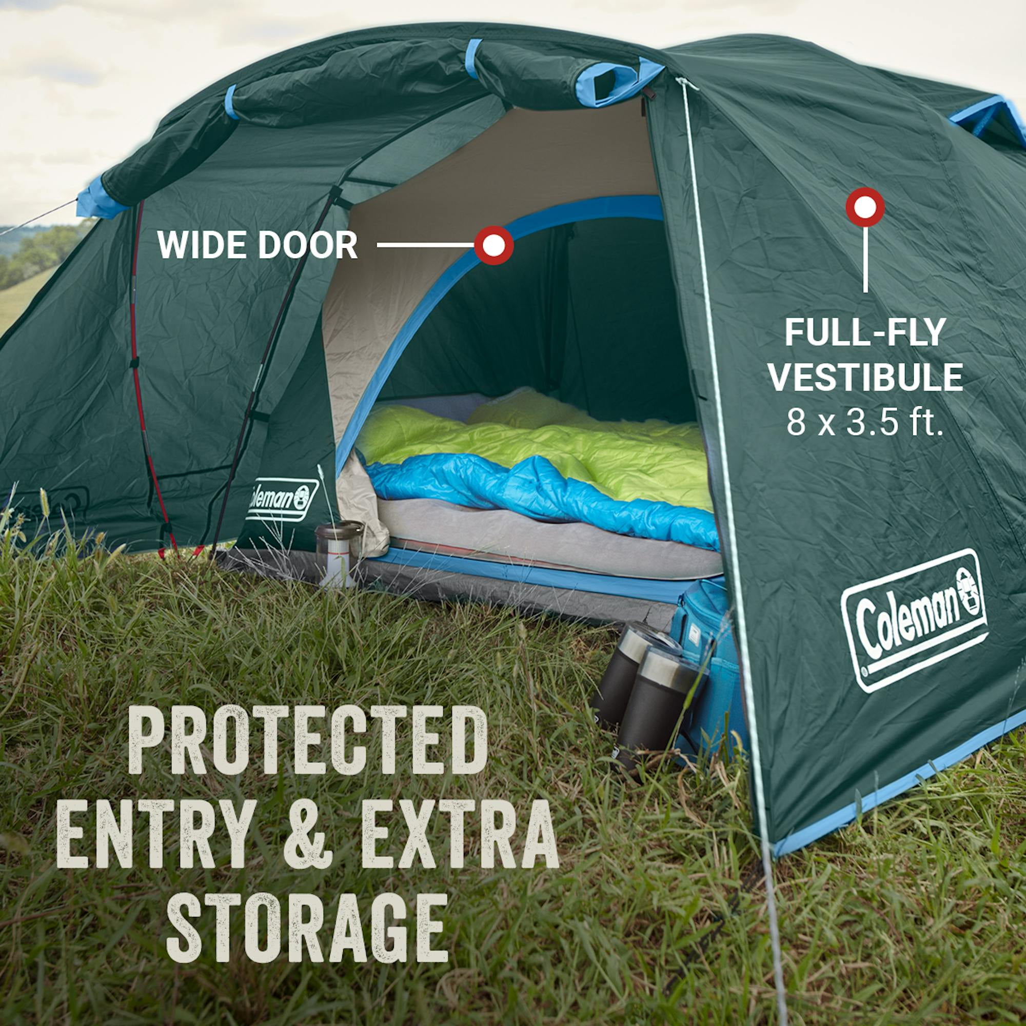 Coleman Skydome™ 4-Person Camping Tent with Full-Fly Vestibule, Evergreen