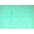 thumbnail image 1 of Ahgly Company Machine Washable Indoor Rectangle Oriental Turquoise Blue Traditional Area Rugs, 8' x 10', 1 of 4