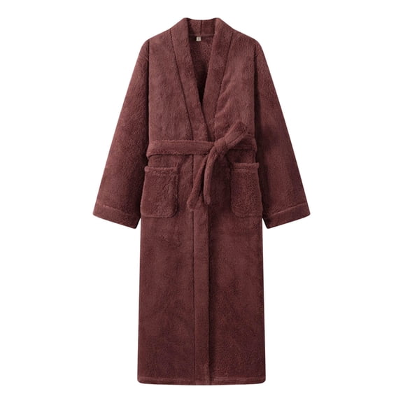 Cekizud Bathrobe for Women Thick Fleece Water Absorbent Wrap Belt Long Sleeve Robe