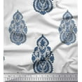 thumbnail image 1 of Soimoi Japan Crepe Satin Fabric Floral & Paisley Block Printed Craft Fabric by The Yard 42 Inch Wide, 1 of 3