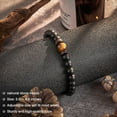 thumbnail image 4 of Double Protection Natural Stone Bracelet for Men Teen Boys, Tiger Eye Black Onyx 8mm Handmade Bead Bracelet Crystal Bracelet Bring Luck, 4 of 8