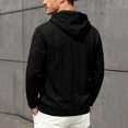 thumbnail image 6 of Men's Knit Hooded Henley Shirt, Drawstring Long Sleeve Pullover Top, Textured Loose Fit Spring-Fall Casuall Daily Streetwear Clothes Black XL, 6 of 6