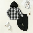 thumbnail image 5 of Younger Tree Toddler Baby Boys Kids Flannel Plaid Shirt Outfits Set Winter Christmas Hoodie Top Pants Clothes 2 PCS for 18-24 Months, 5 of 8