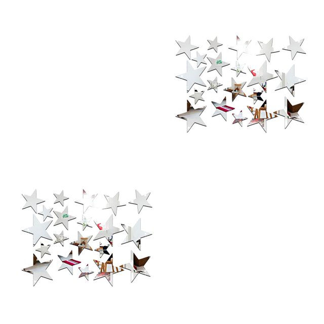 Wosthever Paquete de 20 pegatinas de espejo para pared, decoración de calcomanías para el hogar, sala de estar Plata 2Conjunto