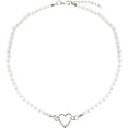 thumbnail image 1 of Collar de perlas, collar de corazón de amor, gargantilla, cadena de clavícula para mujeres y niñas, 1 of 6