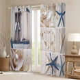 thumbnail image 2 of Starfish Curtains & Drapes Beaches Curtains for Women Adults,Blue Hawaii Ocean Blackout Curtains Conch Shell Pearl Patchwork Tropical Sand White Fishnet Beach Room Decor, 2 of 6